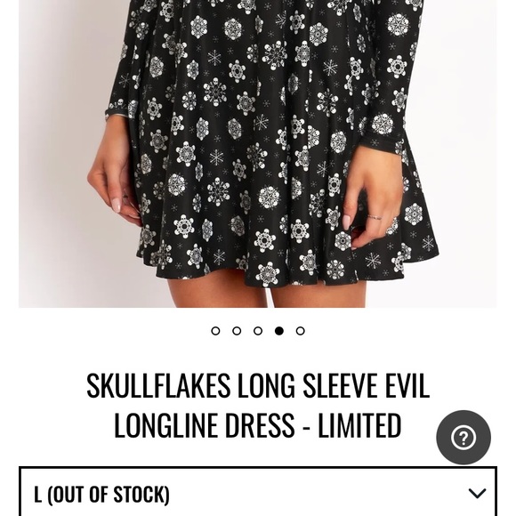 Blackmilk “SKULLFLAKES LONG SLEEVE EVIL LONGLINE DRESS” Size Large L NWT Skulls - Picture 3 of 12